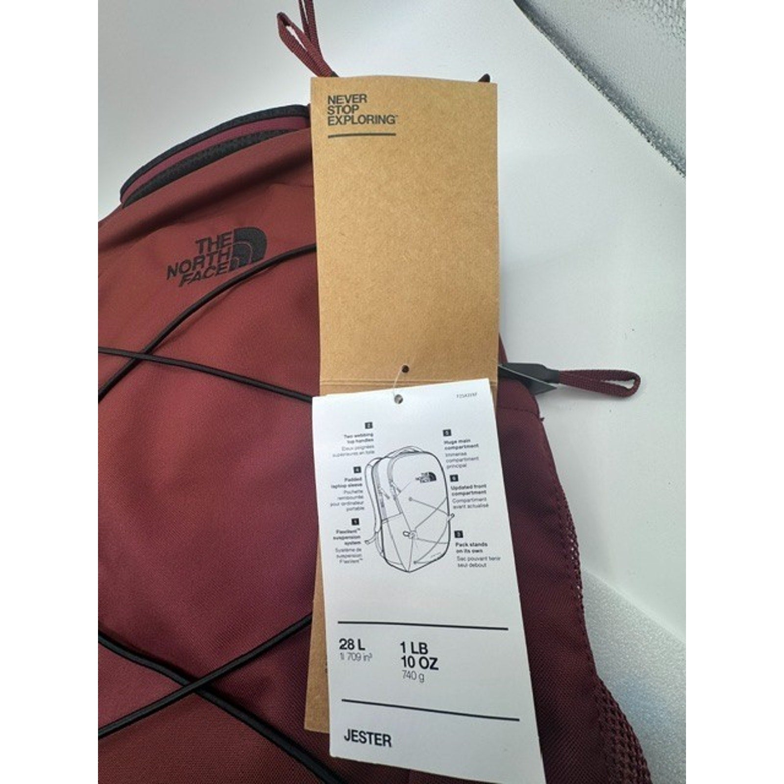 The North Face Jester Backpack 28L Laptop School Travel Bag - Burgundy