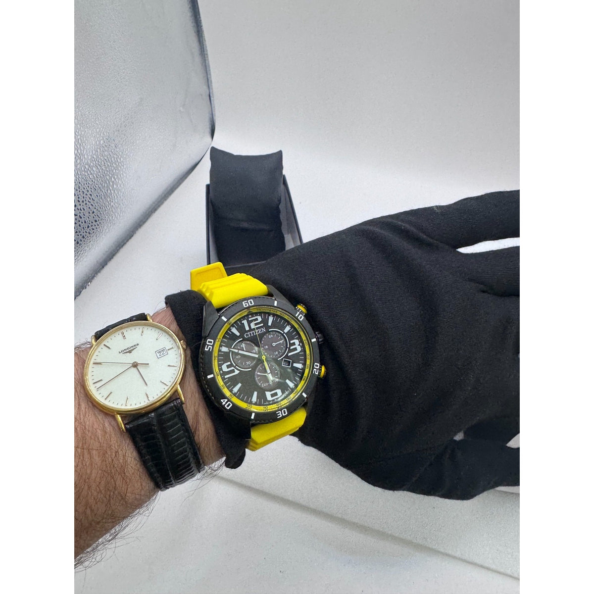 Citizen Eco-Drive Men's Brycen Black Dial Yellow Silicone Band Watch AT2585-08E