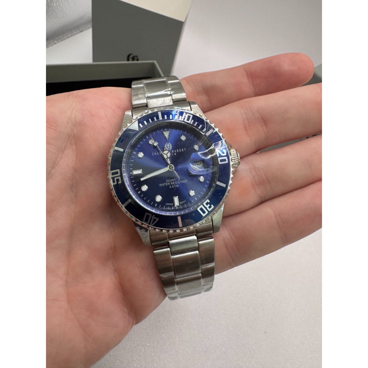 Charles-Hubert Blue Diver Paris Mens Stainless Steel Quartz Watch #3812