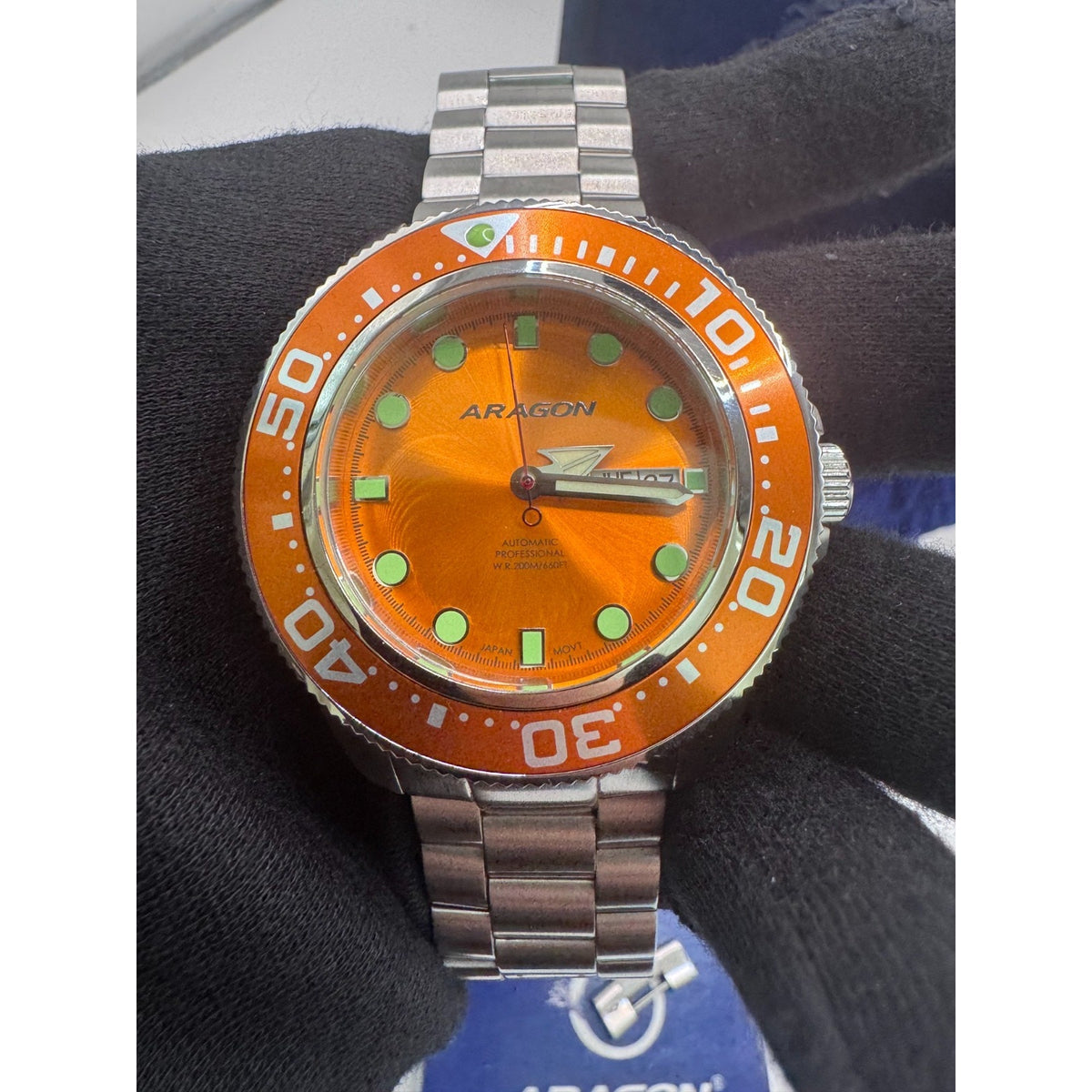 Aragon A064 ORANGE Divemaster Automatic 45mm NEW set