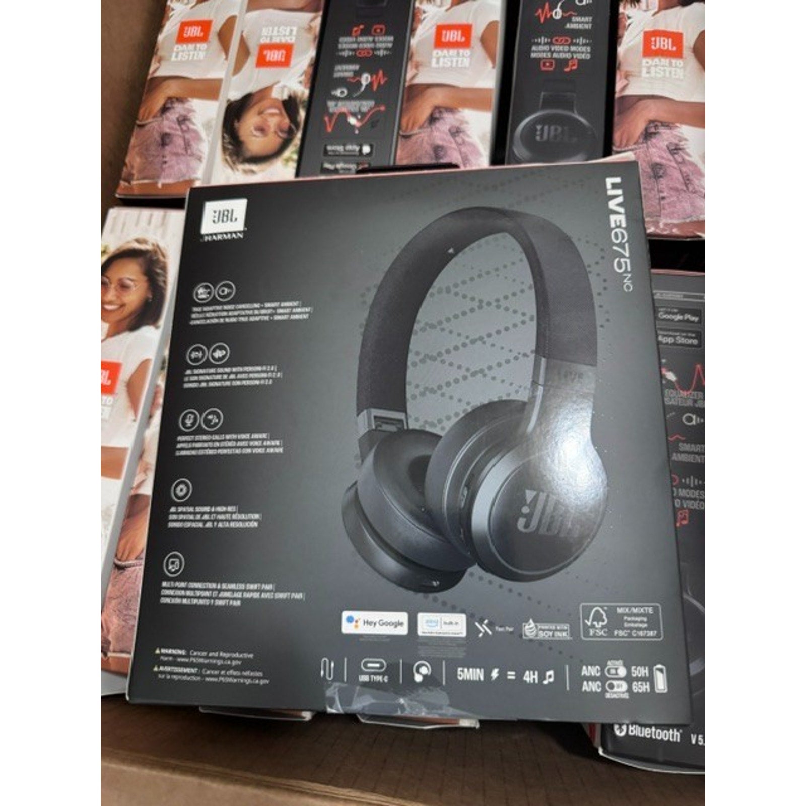 Enire Box of JBL Live 675NC True Adaptive Noise Cancelling Headphones - 14 PAIRS