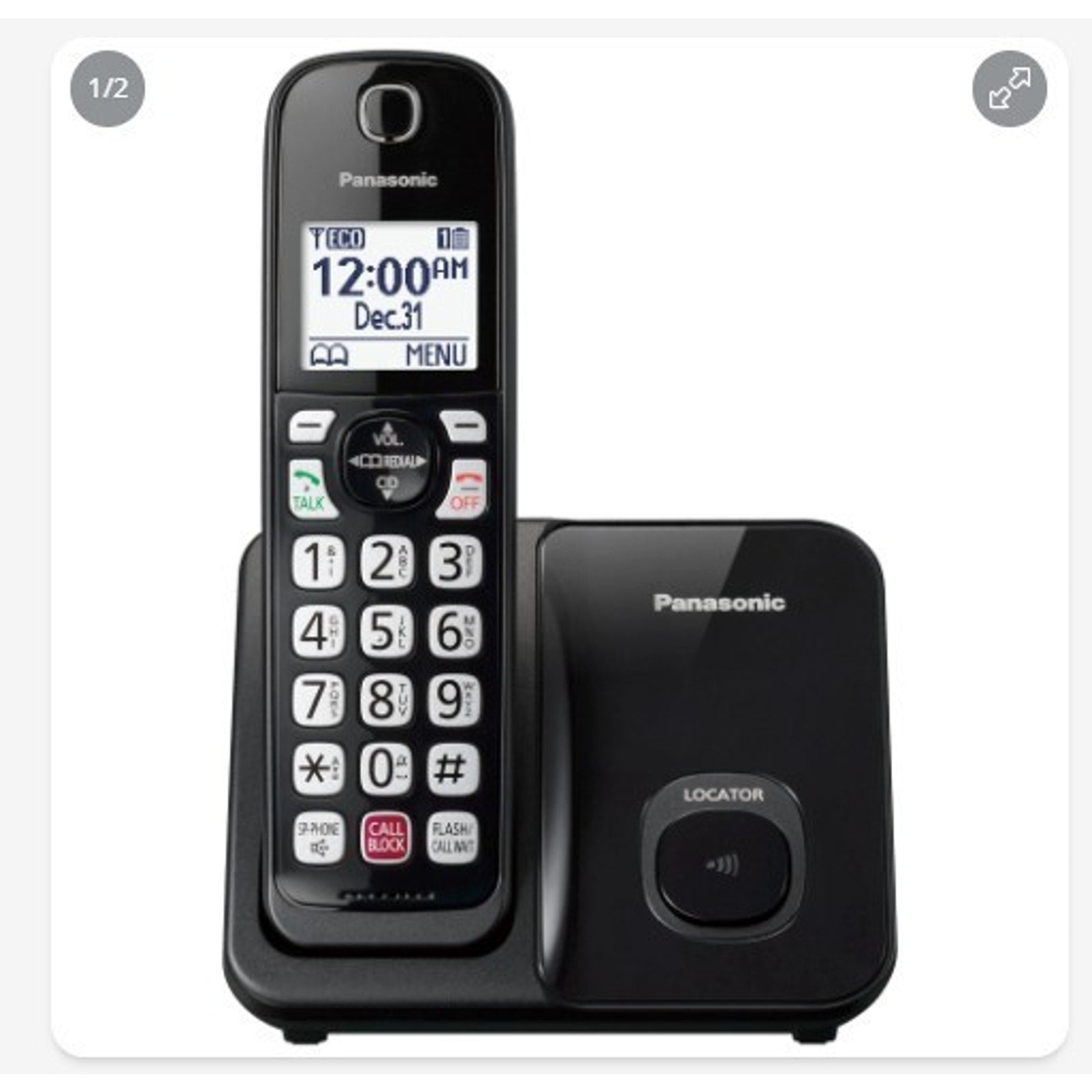 Panasonic Cordless Phone Auto Call Block 1 Handset Black KX-TGD810B New