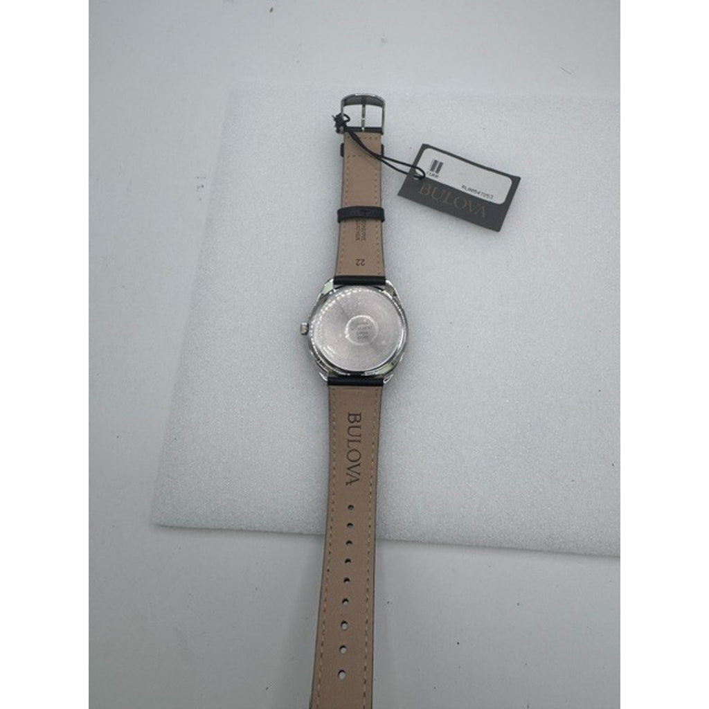 Bulova Men's Classic Date Indicator Quartz Black Leather Watch 42MM 96B453 NEW