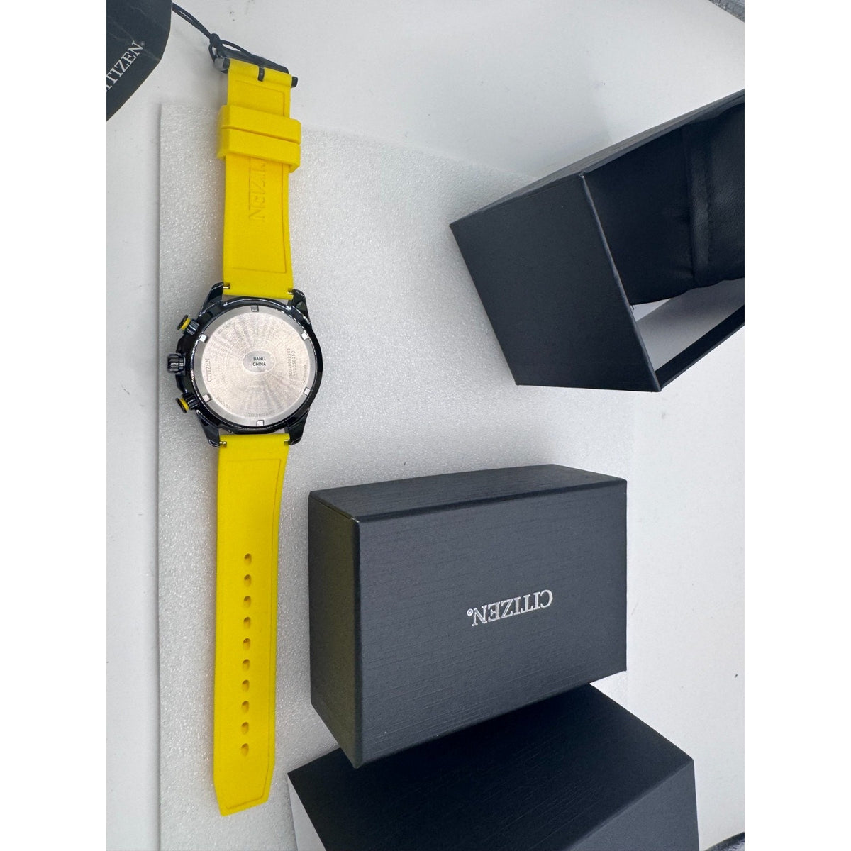 Citizen Eco-Drive Men's Brycen Black Dial Yellow Silicone Band Watch AT2585-08E
