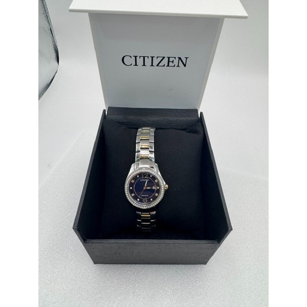 Citizen FE1146-71L Eco-Drive Two-Tone Crystal Diamond Ladies Watch 29mm