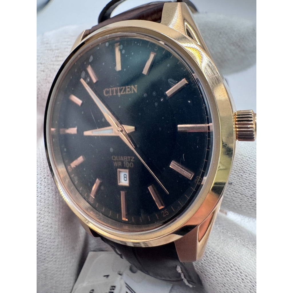 Citizen Men's Dress Quartz Rose Gold PVD Wrist Watch BI1033-04E WITH STICKERS