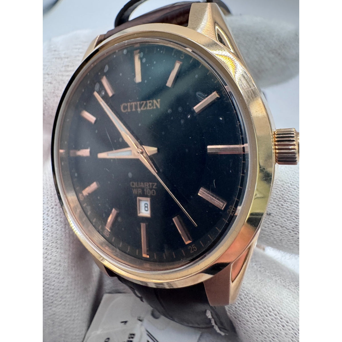 Citizen Men's Dress Quartz Rose Gold PVD Wrist Watch BI1033-04E WITH STICKERS