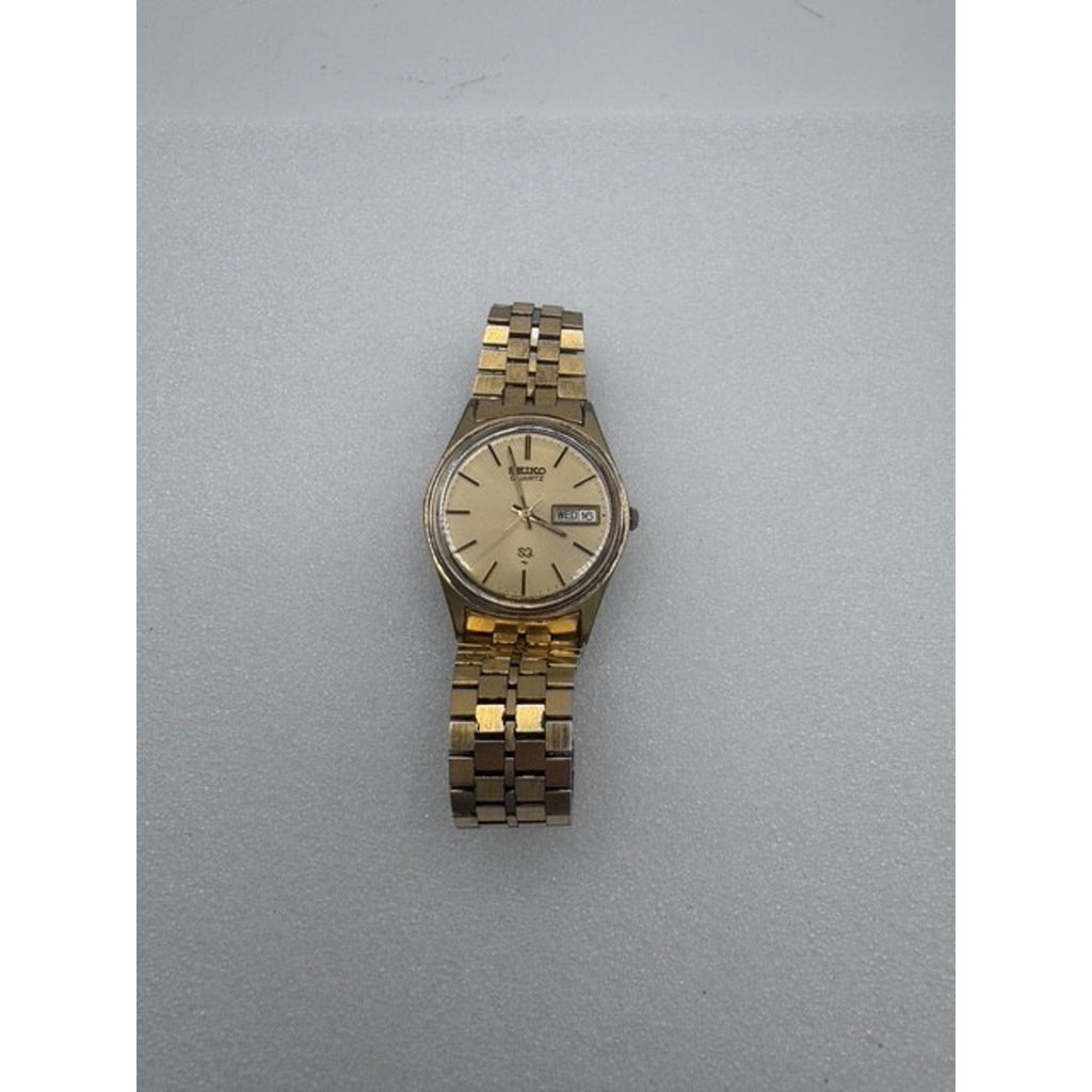 RARE VINTAGE SEIKO SQ 6923-7000 QUARTZ DAY/DATE GOLD ON GOLD JAPAN WATCH