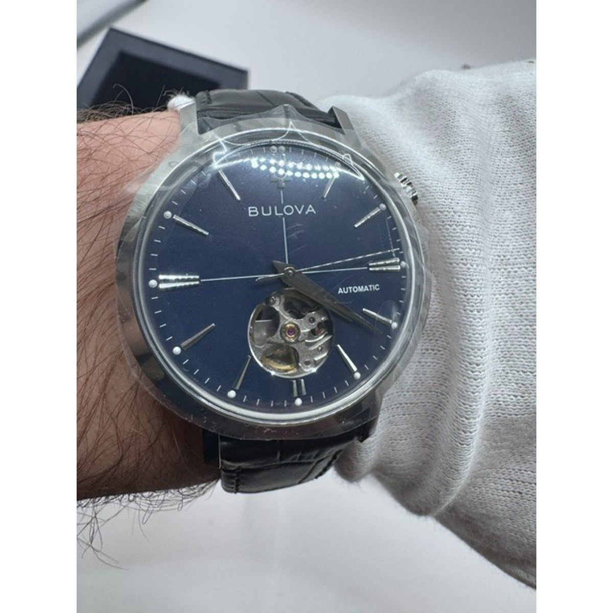 Bulova Aerojet Open Heart Automatic Blue Dial 38mm Classic Men's Watch 96A342