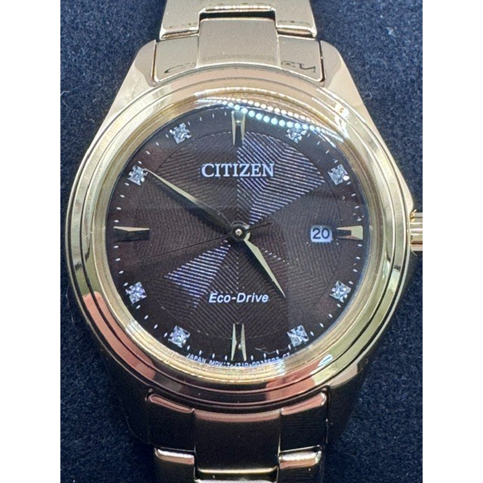 Citizen EcoDrive Ladies Dress Classic Gold Stainless Brown Dial Watch FE1138-88X