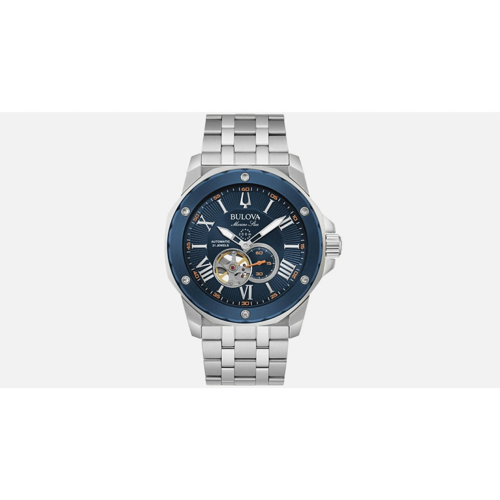 BULOVA Marine Star 98A302 Blue Auto 200M Men's Watch in Box