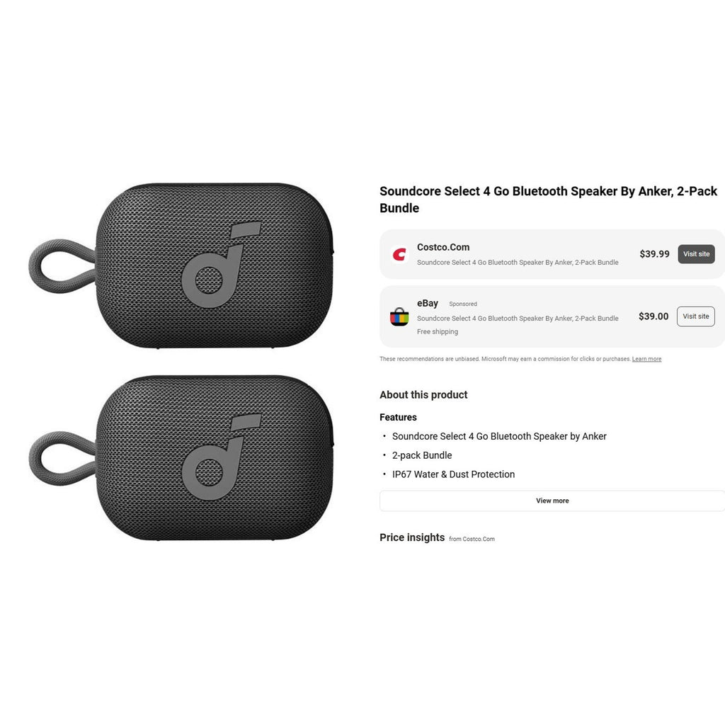 Soundcore Select 4 Go Bluetooth Speaker by Anker (2-pack Bundle) - NEW OPEN BOX