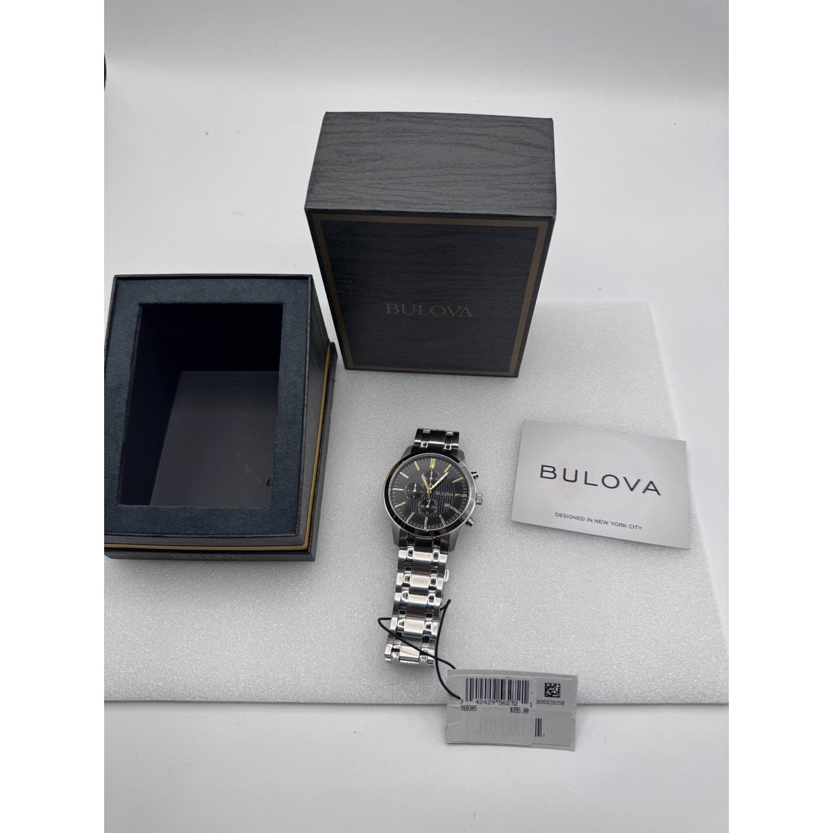 Bulova Men's Chronograph Date Silver Stainless Steel Quartz Watch 43MM 96B305