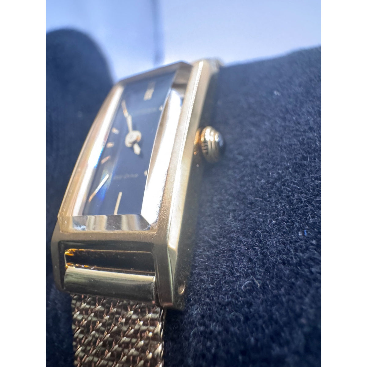 Citizen Fio Eco-Drive Rectangle Gold Tone Black Dial Womens Watch EG7128-59E