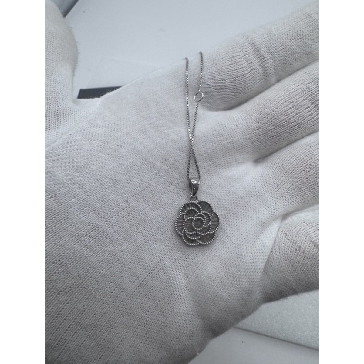 White Gold Diamond Cut Floral Pendant from Costco 14 Karat