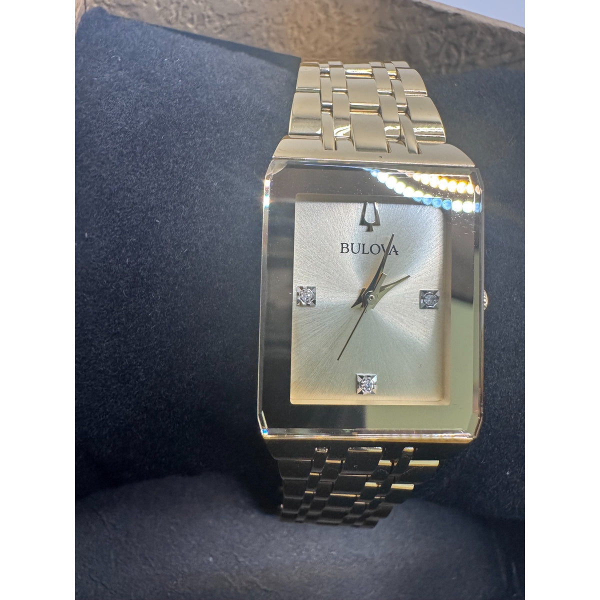 Bulova Modern Store Display Women's Gold Tone Gemmed Quartz Watch 97P140