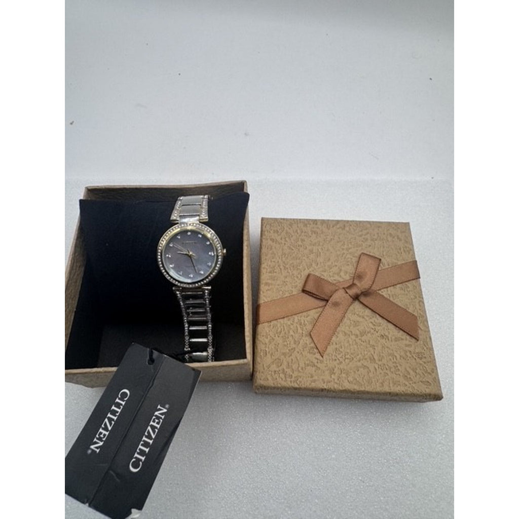 RARE Citizen Silhouette Crystal MOP Dial Ladies Watch EM0844-58D