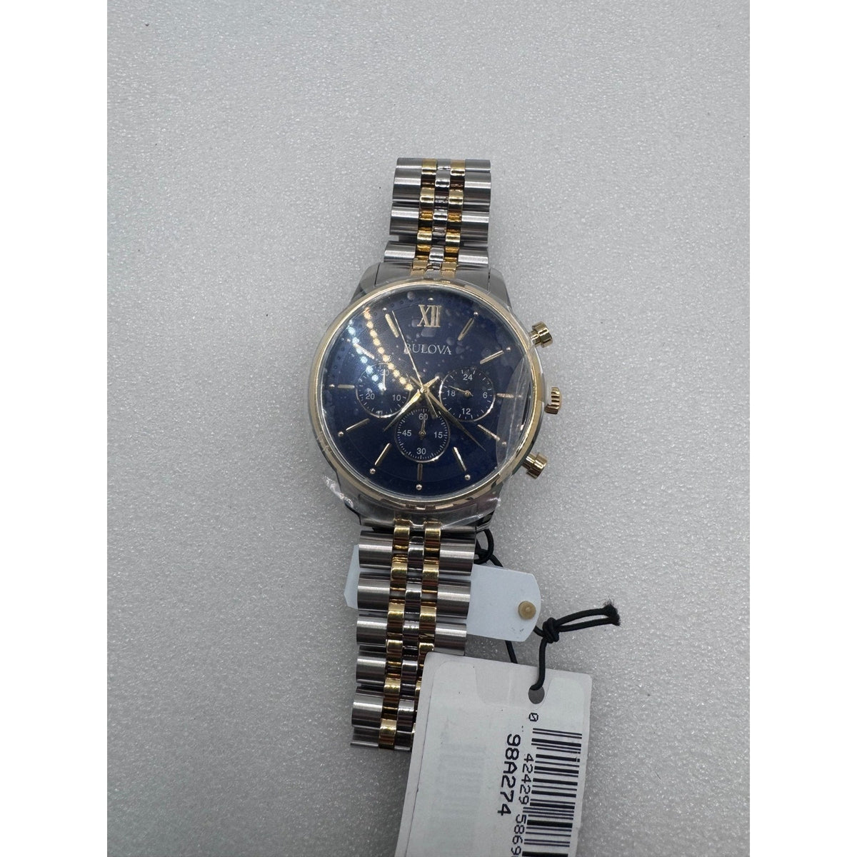 $425 Classic Bulova Chronograph Gold Two Tone 41mm Bracelet Watch 98A274