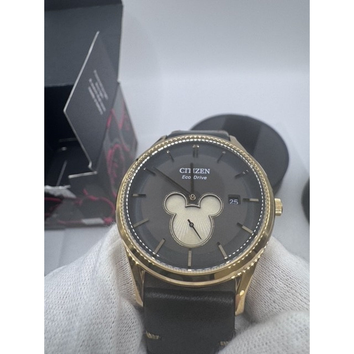 Citizen BV1132-16W Disney Mickey Mouse Unisex Black Dial Leather EcoDrive Watch