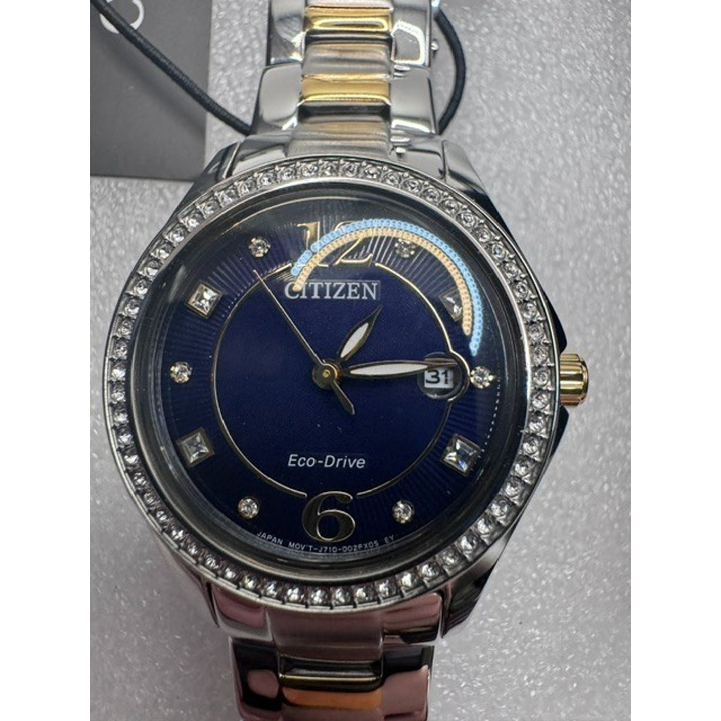 Citizen FE1146-71L Eco-Drive Two-Tone Crystal Diamond Ladies Watch 29mm