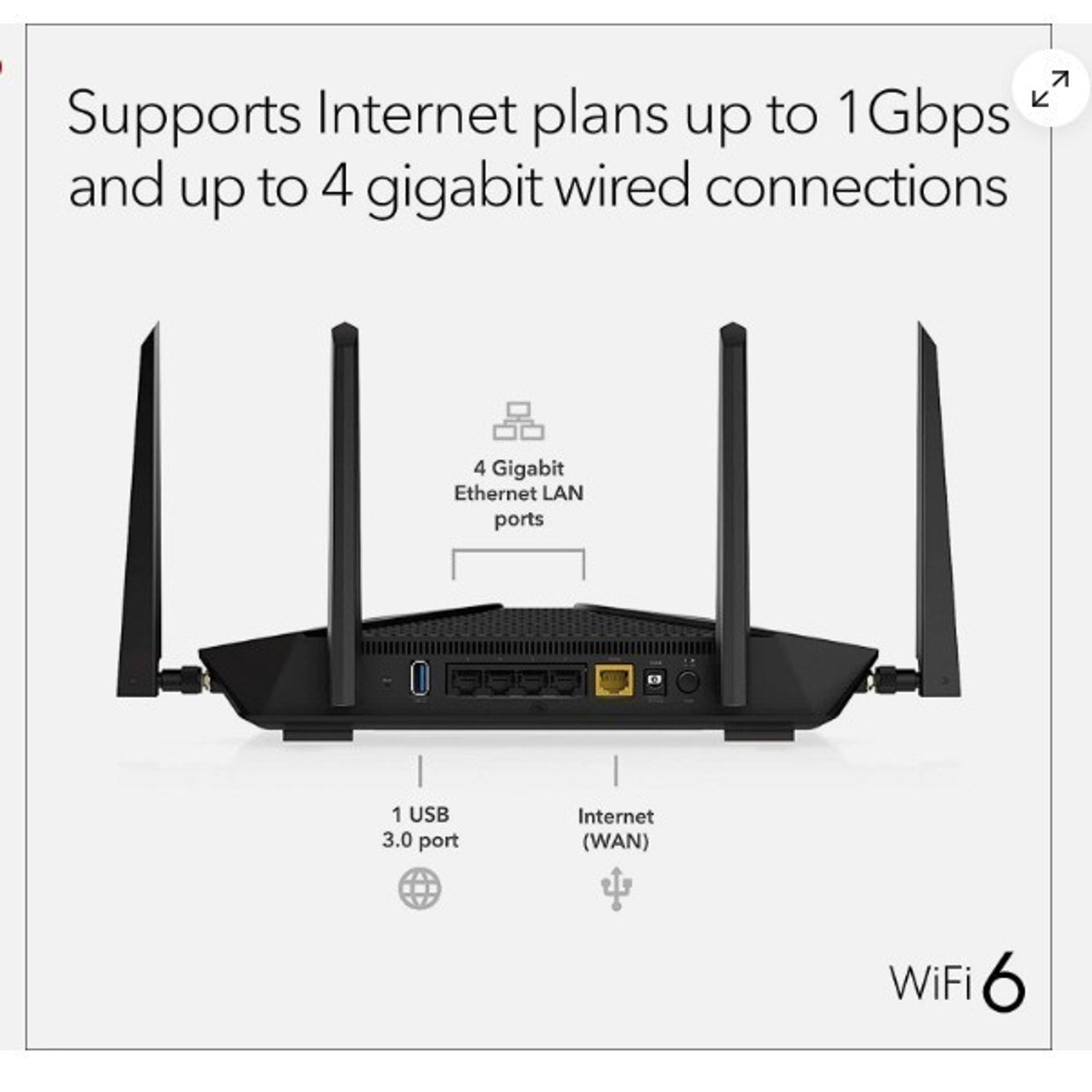 NETGEAR Nighthawk AX6 6-Stream AX5400 WiFi 6 Dual-Band Router Black RAX50-100NAS
