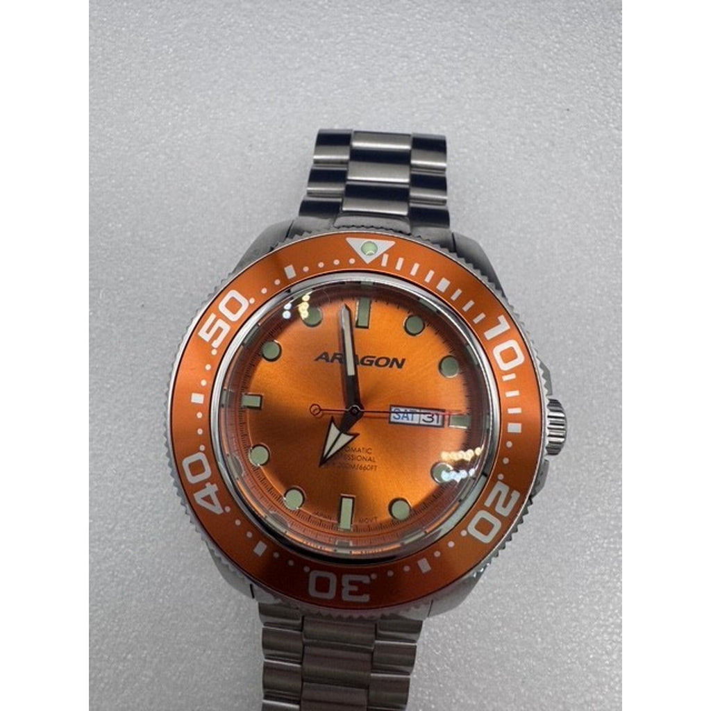 Aragon A054 ORANGE DIAL Divemaster NH36A 50mm AUTOMATIC WATCH Collectors