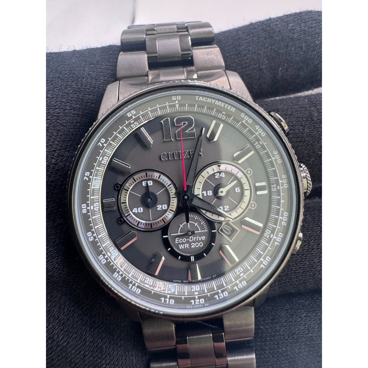 Citizen Eco Drive Men's Nighthawk Chronograph Grey Watch CA4377-53H $575 RETAIL