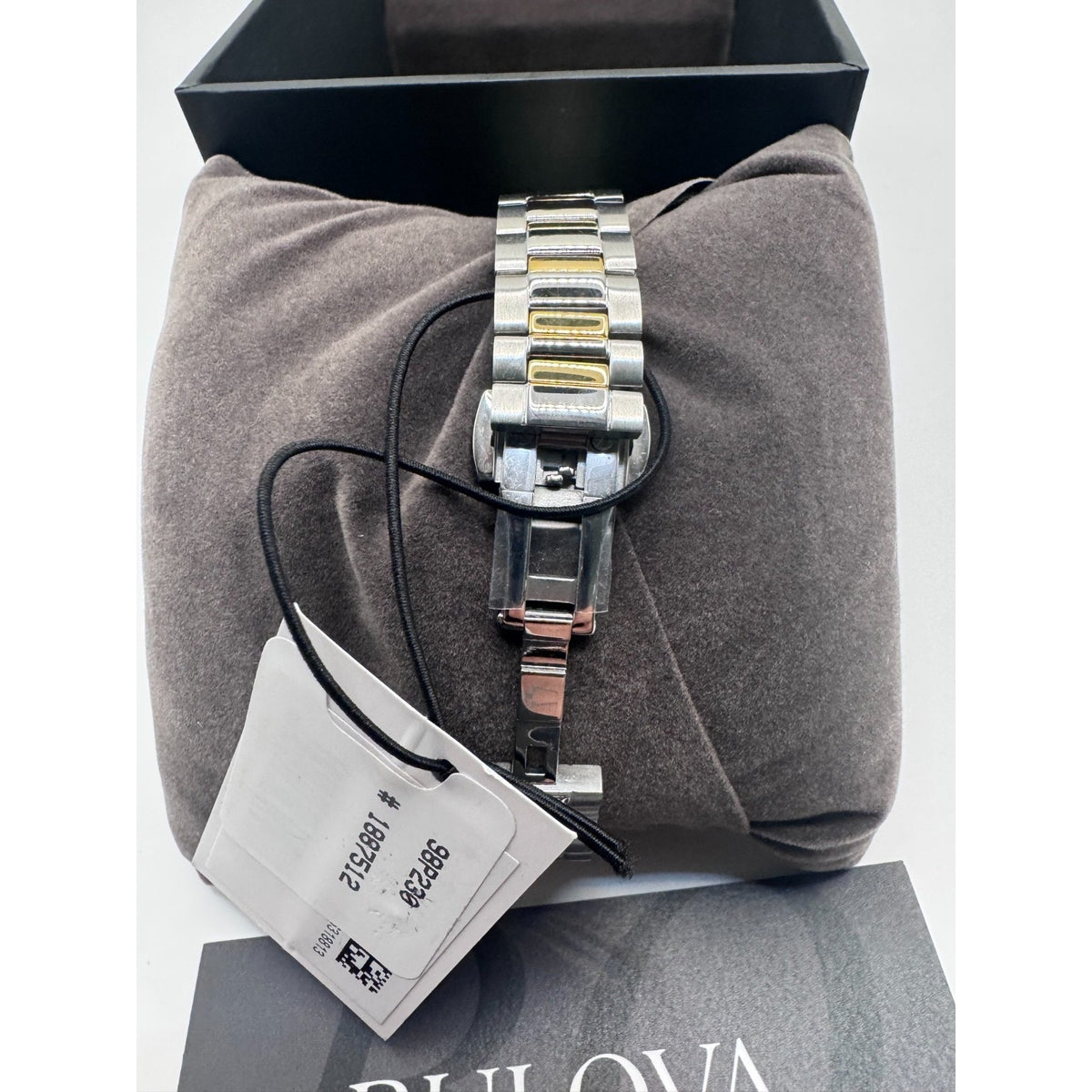 Bulova Classic 98P230 Black Dial Diamond Two Tone Stainless Steel Watch - NIB