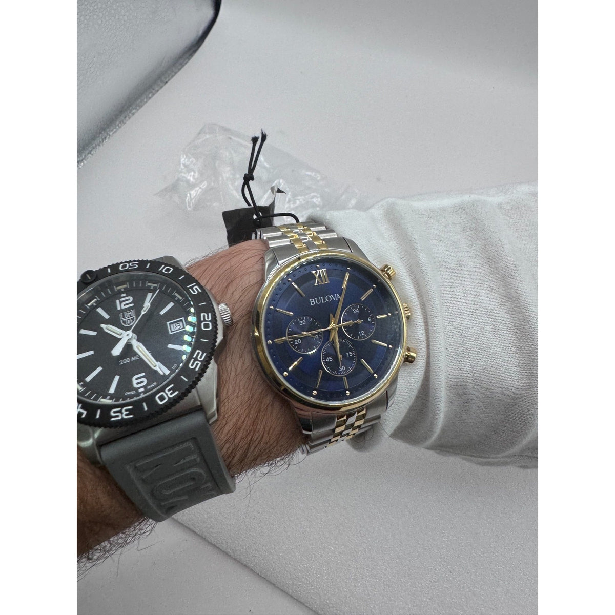 $425 Classic Bulova Chronograph Gold Two Tone 41mm Bracelet Watch 98A274