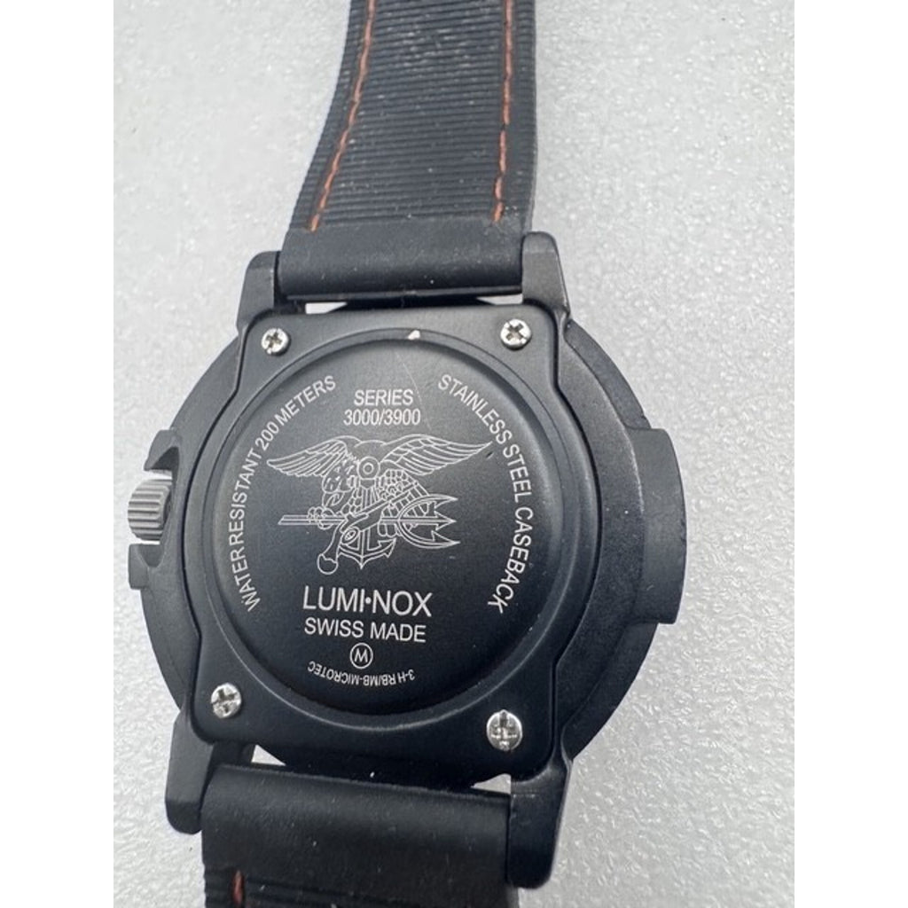 Luminox Navy SEAL 3000/3900 V3 Swiss Quartz 200M Black Dive Watch Orange dial