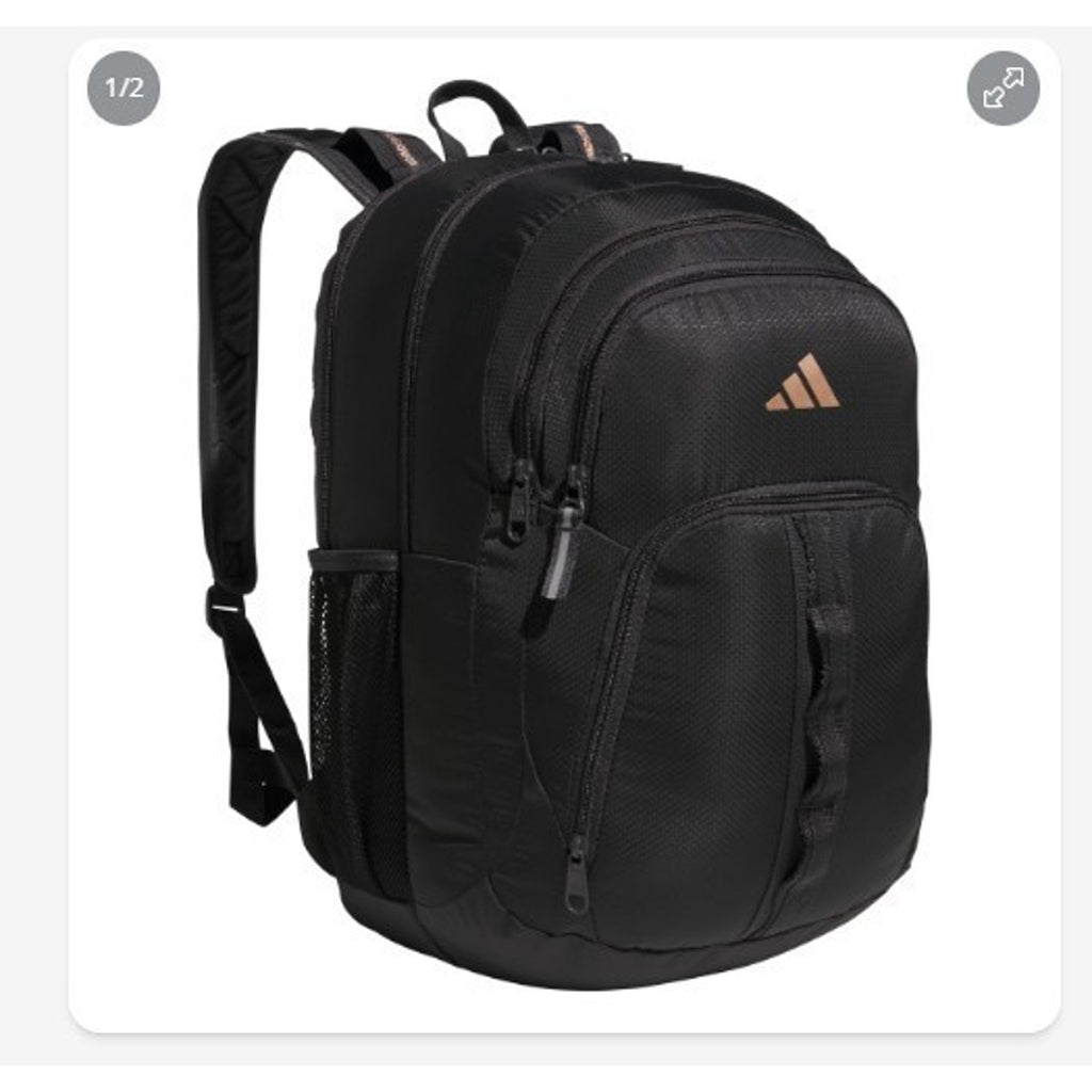 NEW Adidas Primetime Large Backpack 17" laptop Unisex Black/Gold Metallic w tags