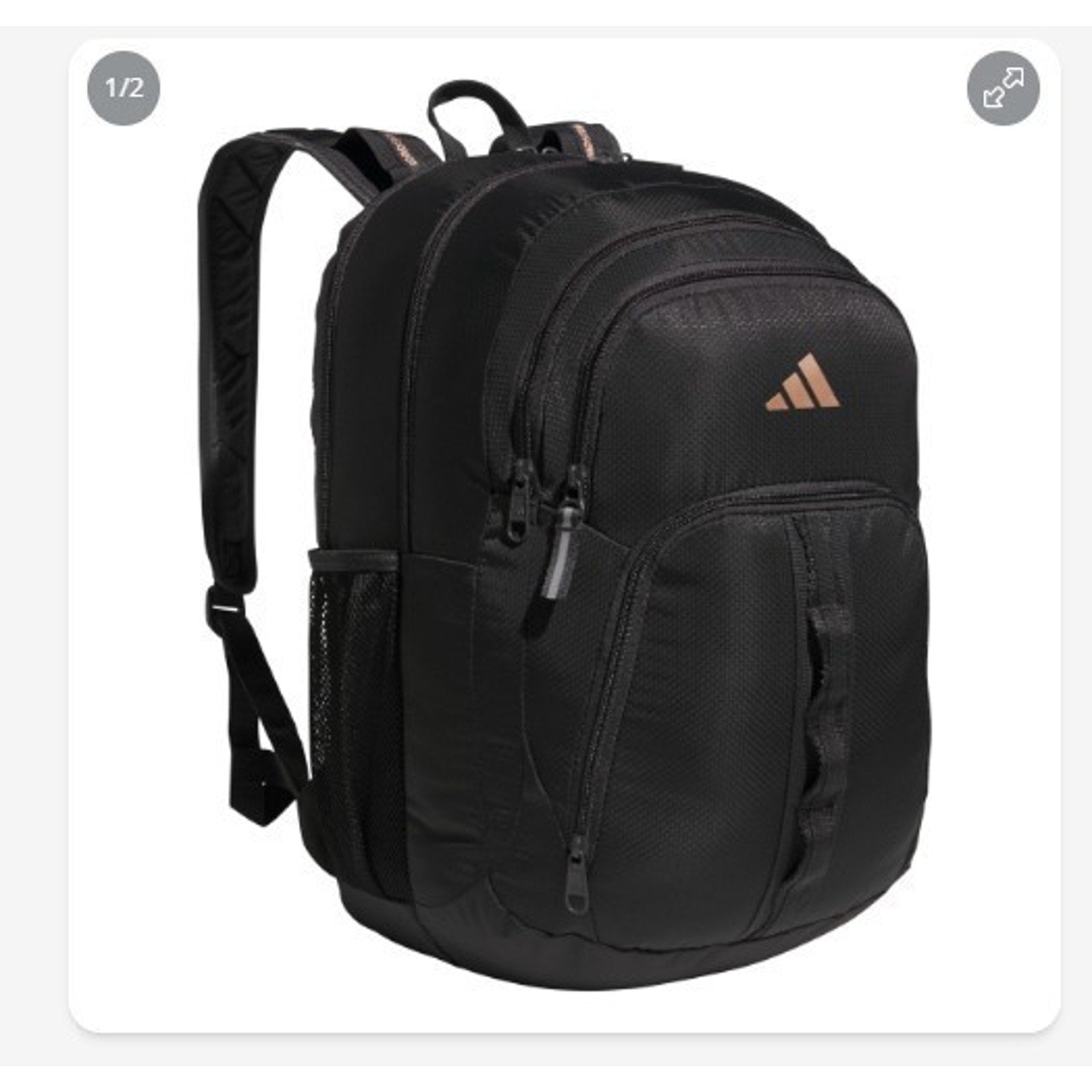 NEW Adidas Primetime Large Backpack 17" laptop Unisex Black/Gold Metallic w tags