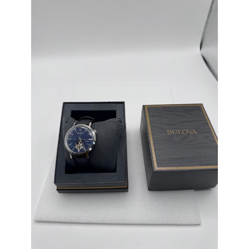 NEW Bulova Aerojet, Blue Stainless Steel Leather Automatic Men's Watch - 96A342