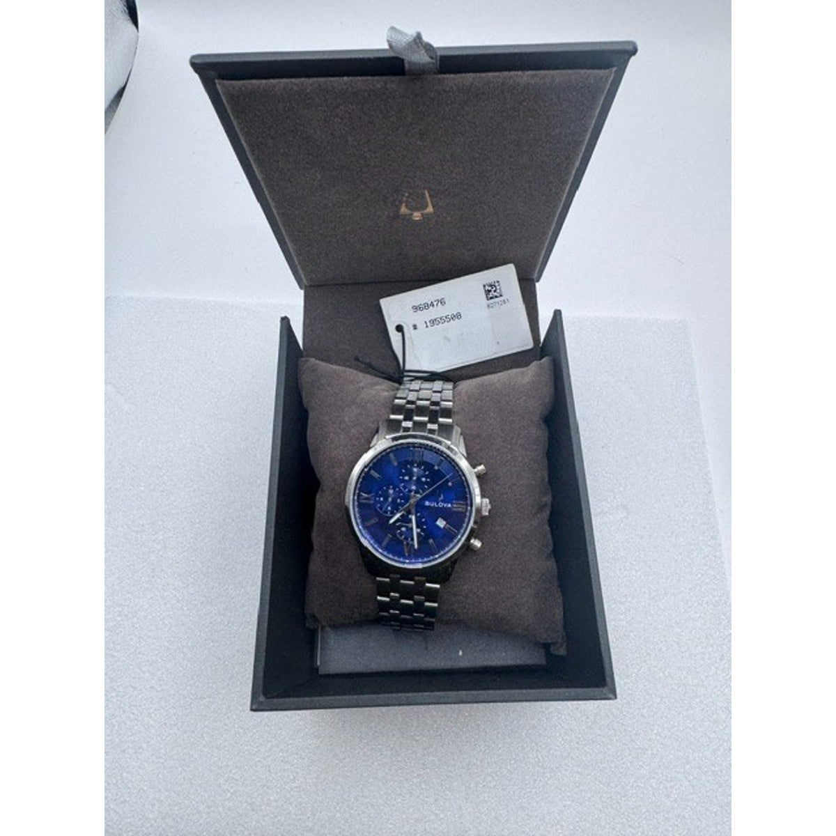 Bulova Sutton Chronograph Blue Dial Stainless Steel Men's 41mm Watch 96B476