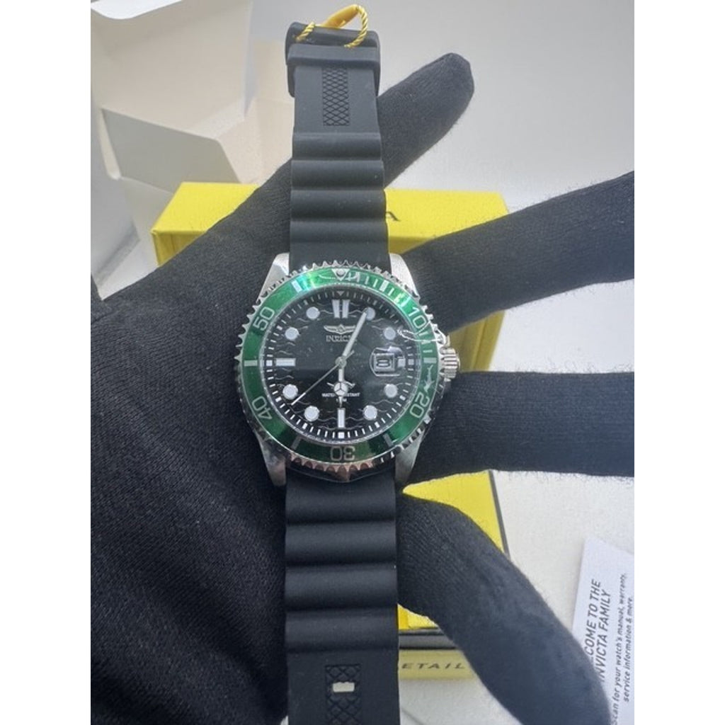 Invicta Pro Diver Shark 47166 43mm Green Bezel Black Dial Silicone Strap $249