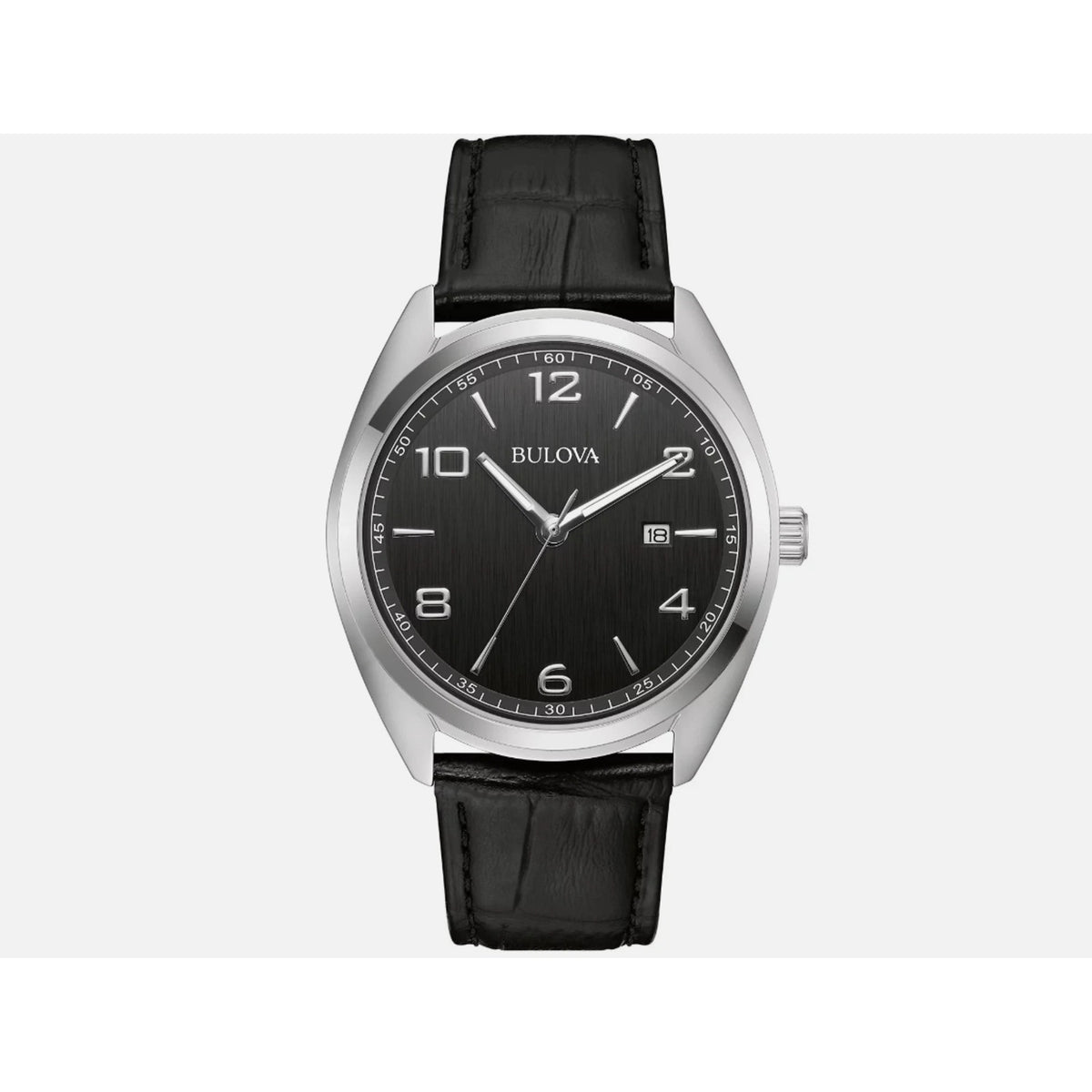 Bulova Men's Classic Date Indicator Quartz Black Leather Watch 42MM 96B453 NEW