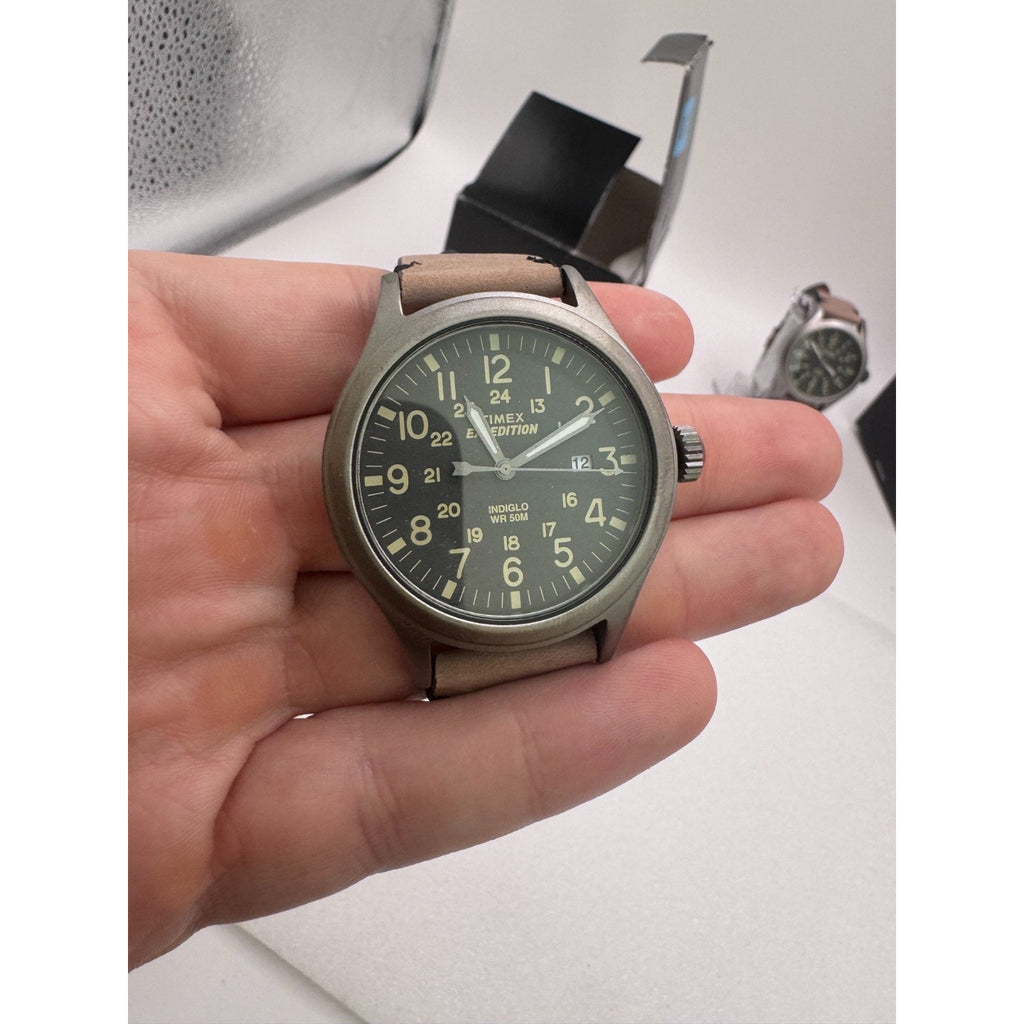 Timex Expedition Scout Watch Men 40mm Black Dial Gray Tone Date UNIQUE STRAP