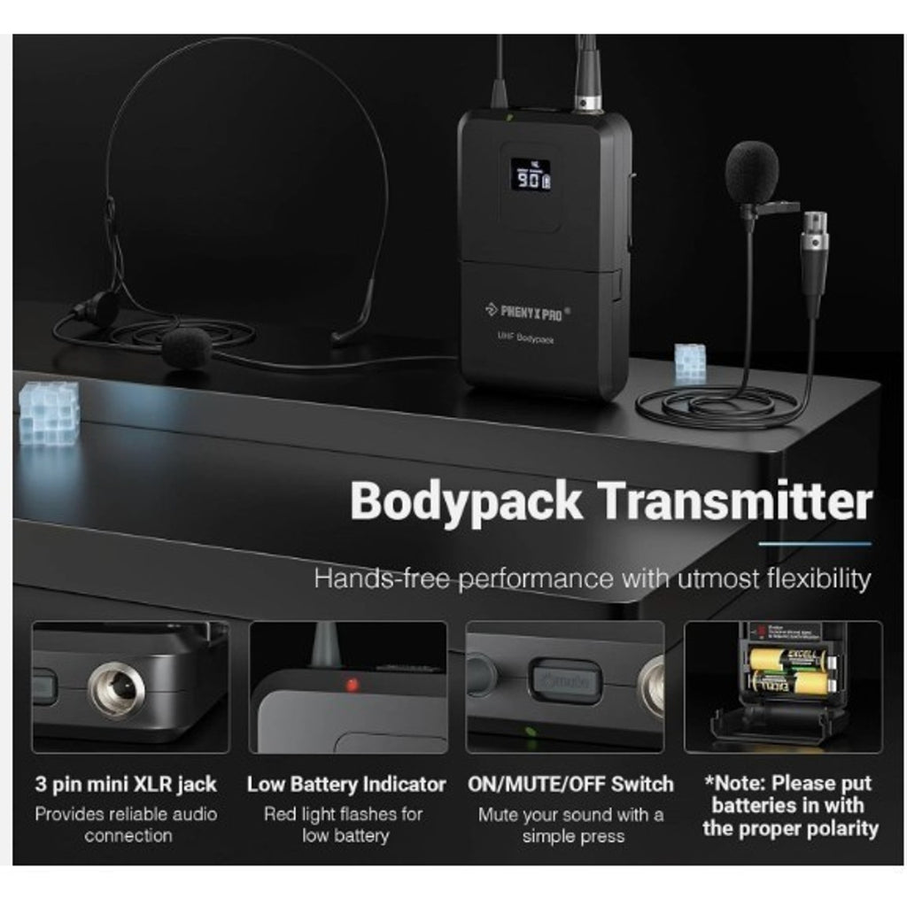 Phenyx Pro 4-Channel Wireless Microphone System, UHF Auto Scan PTU-7000-4B