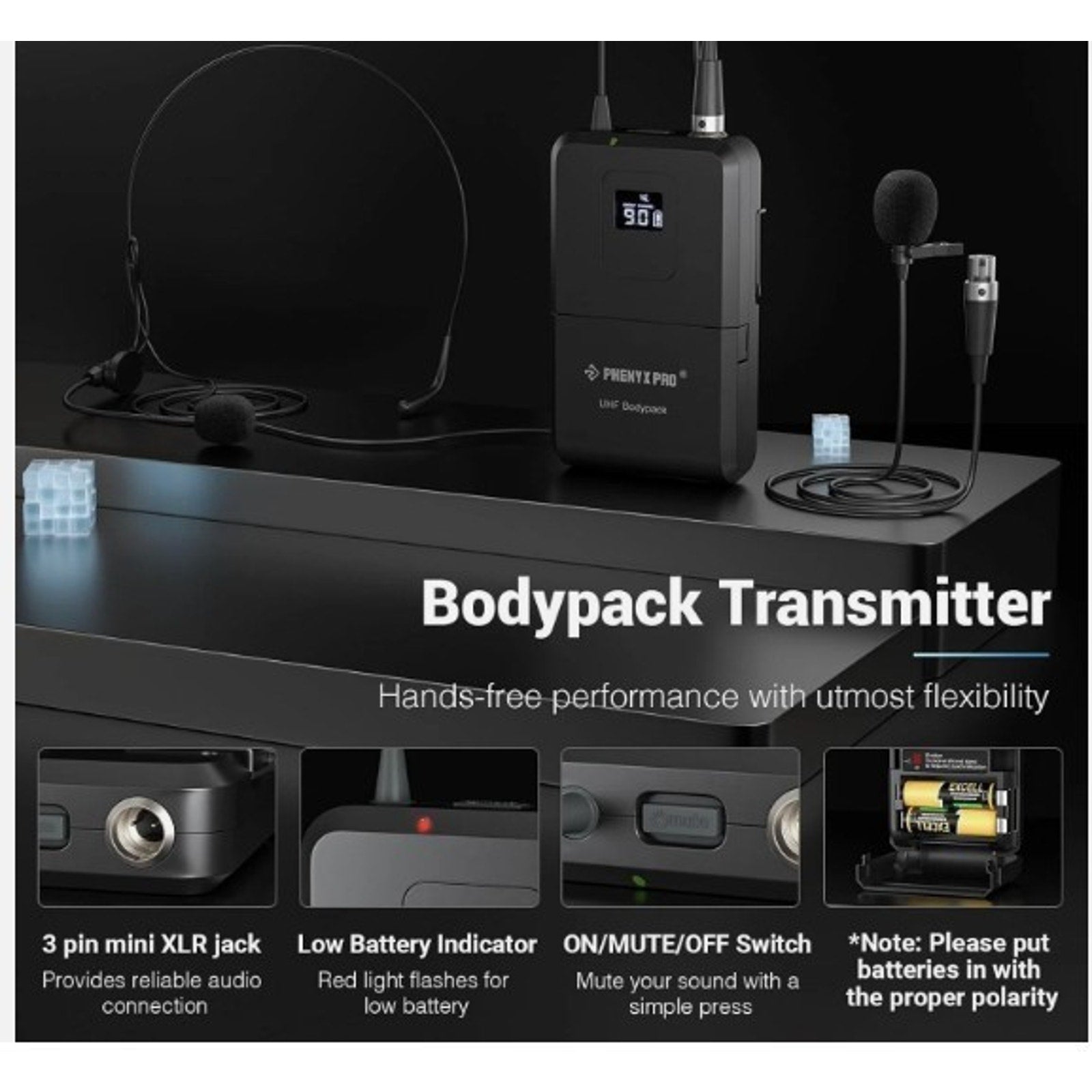 Phenyx Pro 4-Channel Wireless Microphone System, UHF Auto Scan PTU-7000-4B