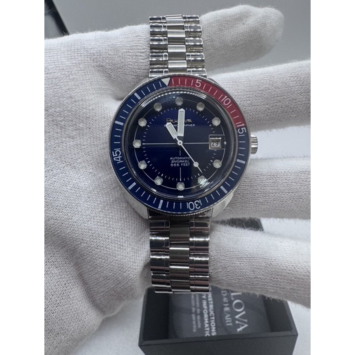 Bulova Oceanographer Blue Dial Stainless Men's Automatic Watch 41mm 96B477