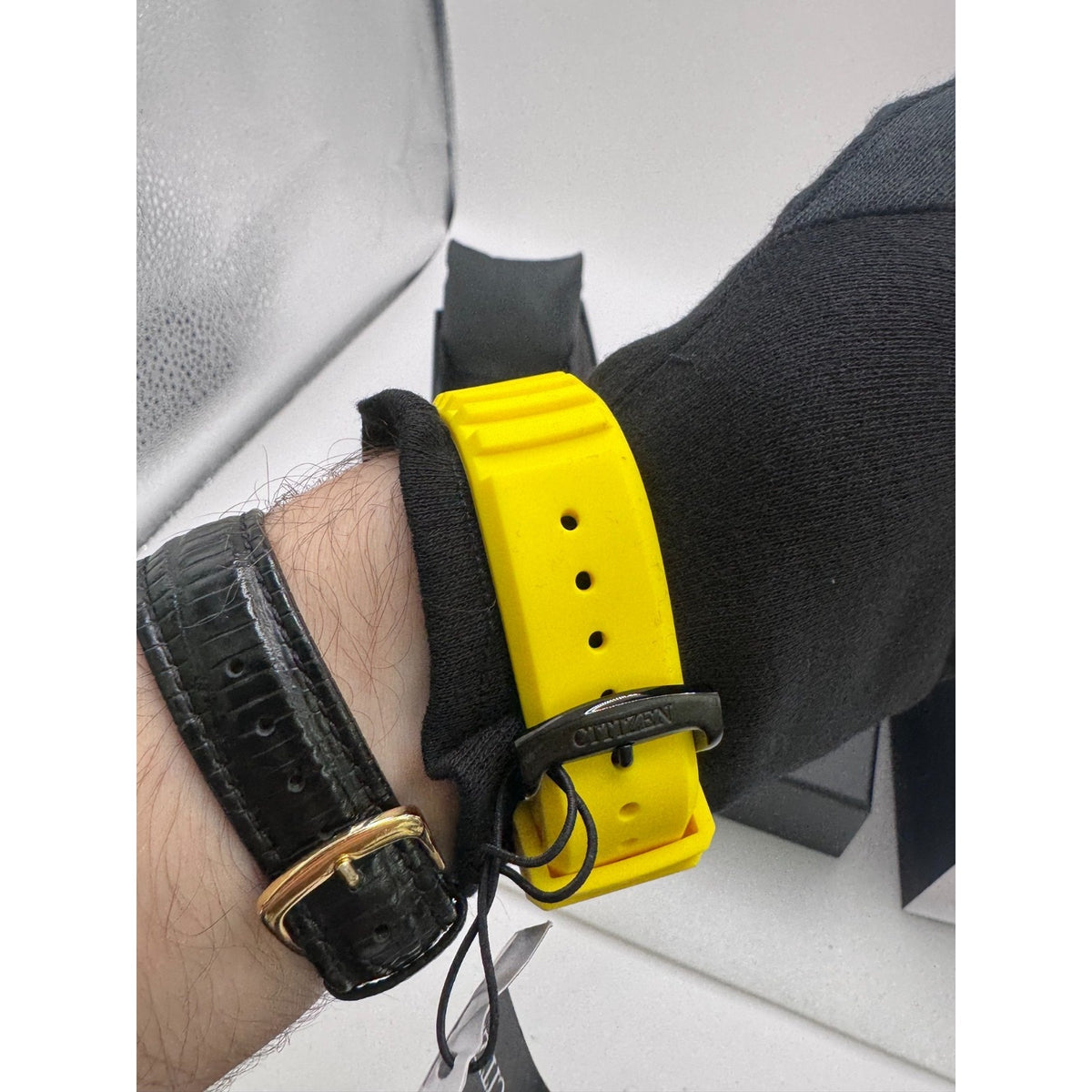 Citizen Eco-Drive Men's Brycen Black Dial Yellow Silicone Band Watch AT2585-08E