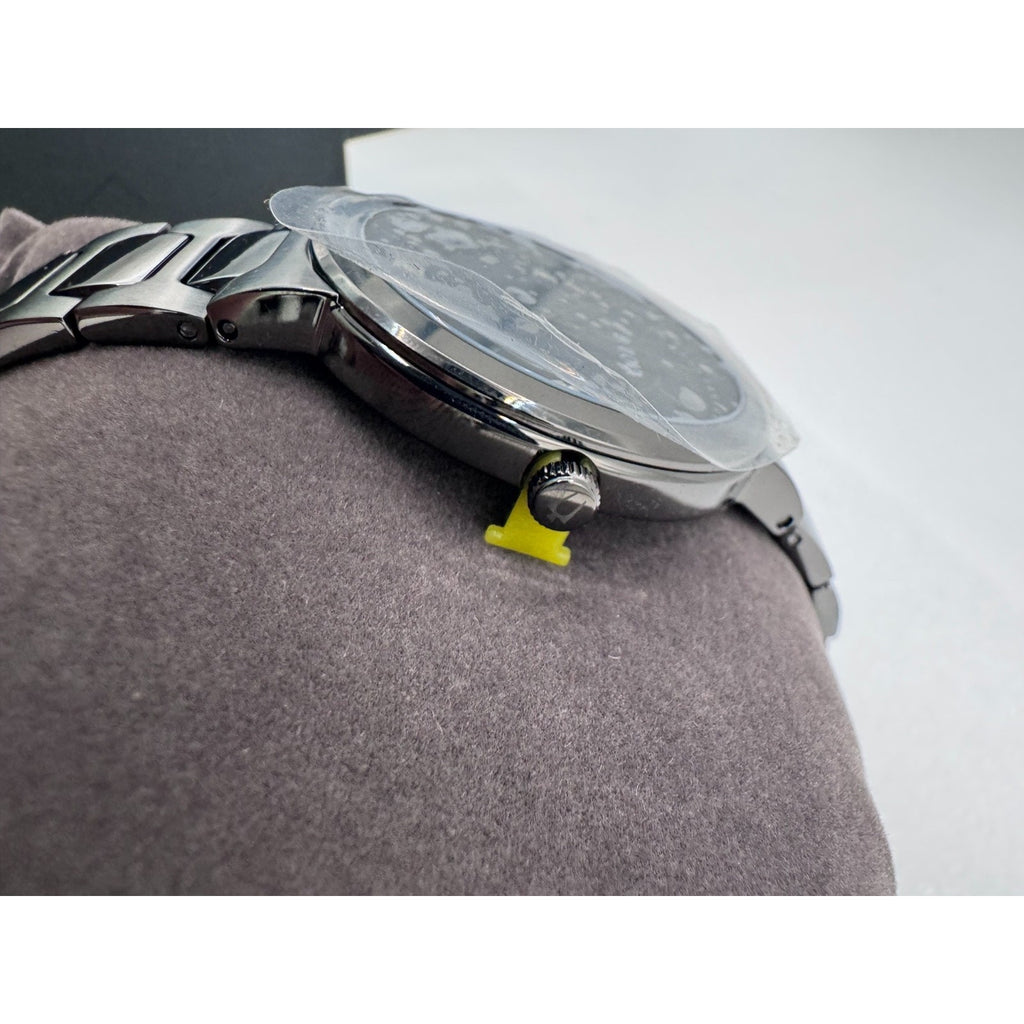 Bulova Diamond Mens Gray Stainless Steel Bracelet Watch 98d162 RETAIL $395