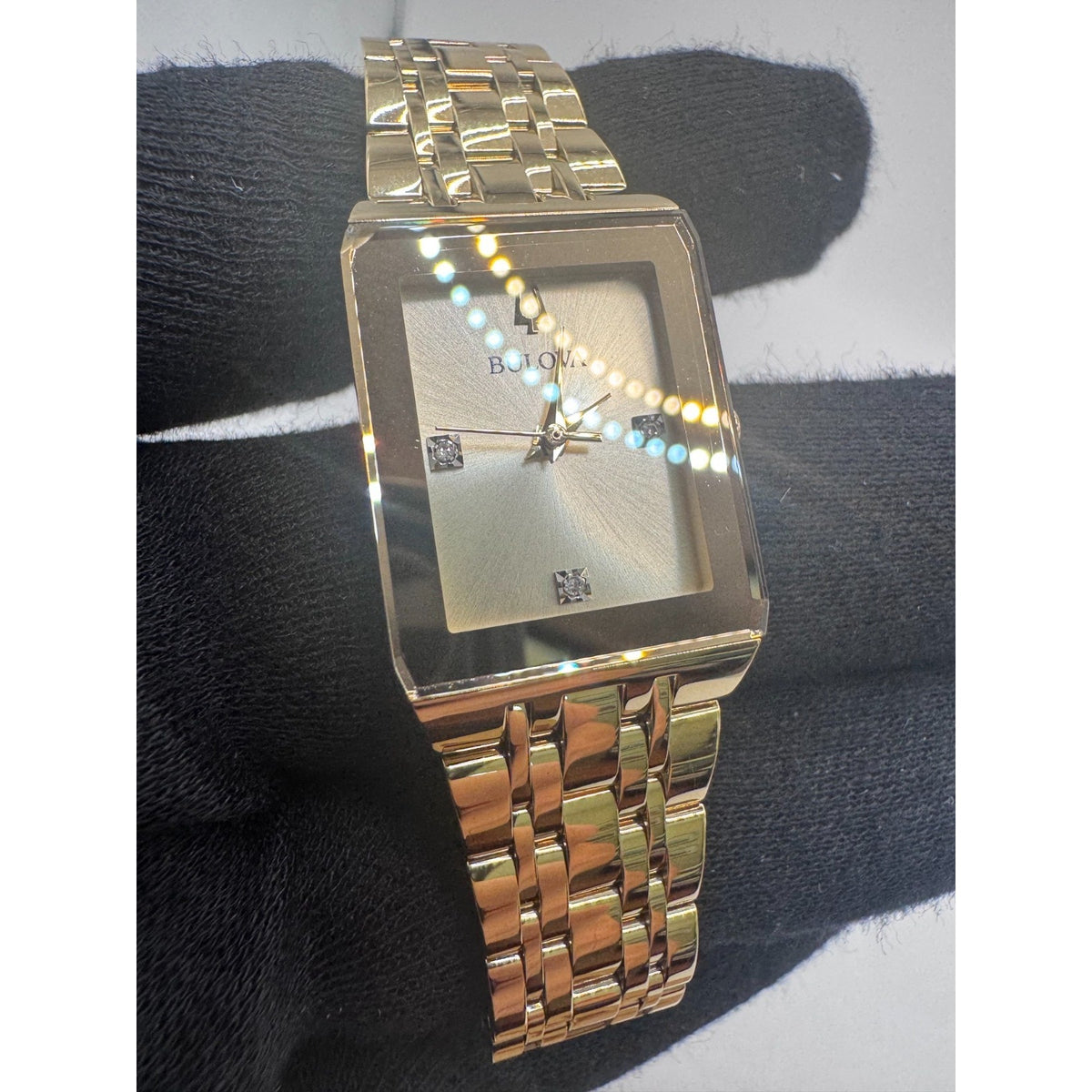 Bulova Modern Store Display Women's Gold Tone Gemmed Quartz Watch 97P140