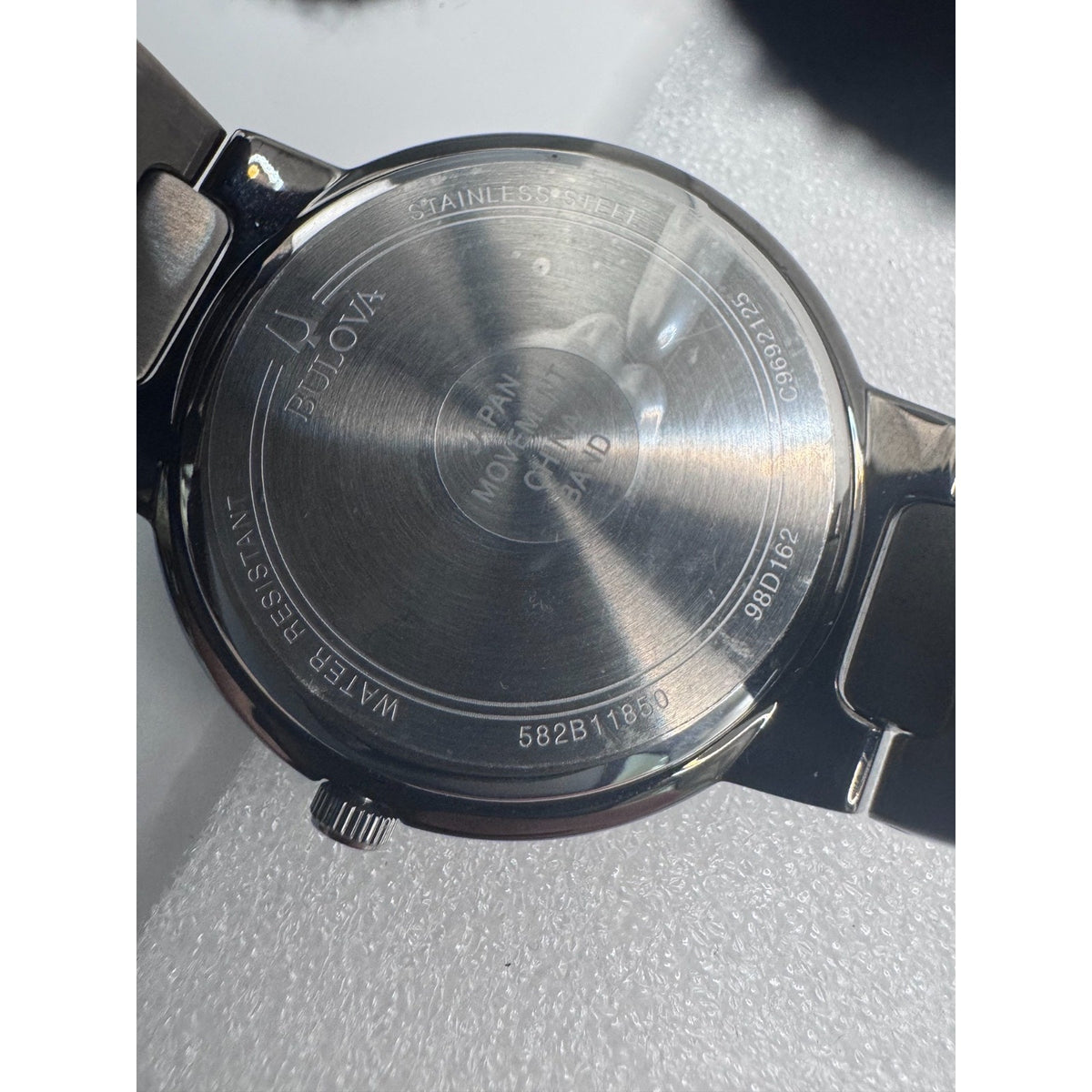 Bulova Mens Watch 98D162 Quartz Gunmetal Black Diamond Dial Stainless Steel 41mm