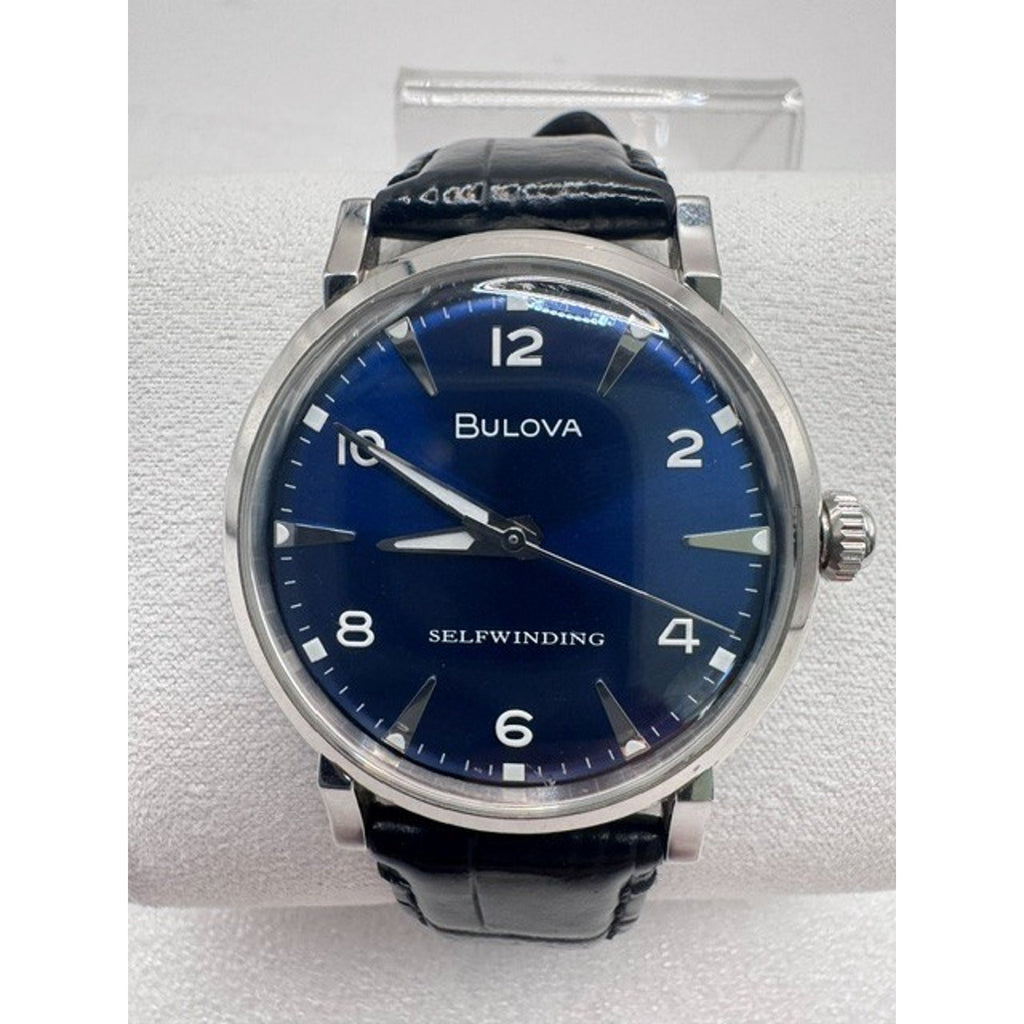Bulova 96A242 Classic Automatic Blue Dial Leather Strap Selfwinding Watch $499