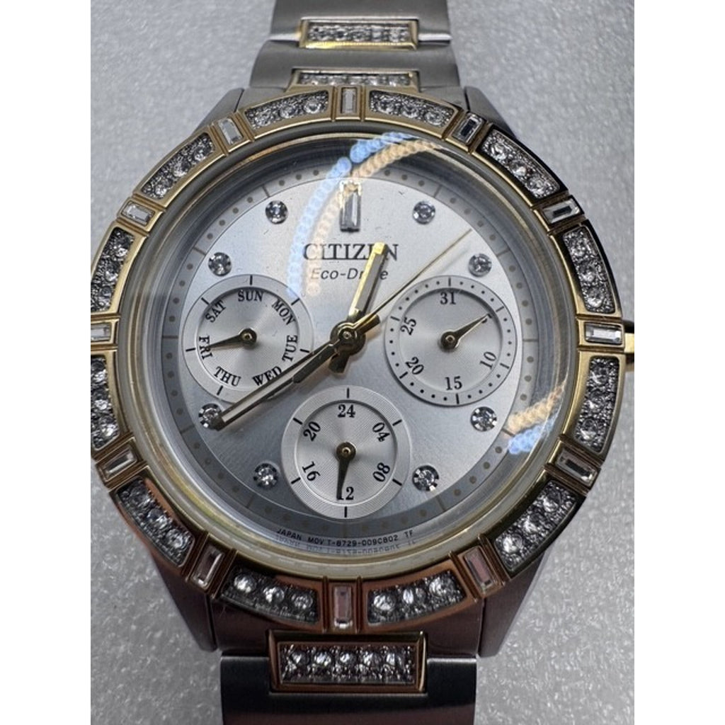 Citizen Eco-Drive Ladies Watch Two-Tone Stainless Steel Crystal Accents