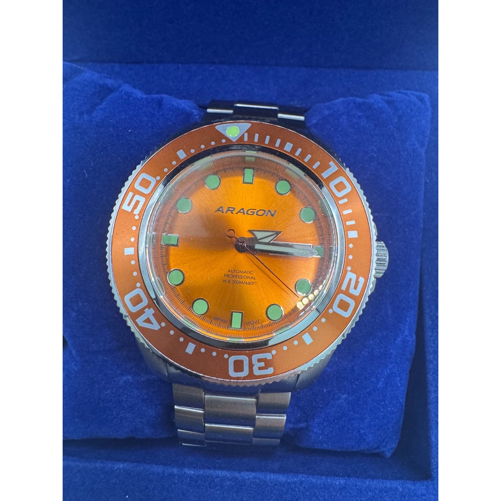 Aragon A064 ORANGE Divemaster Automatic 45mm NEW set