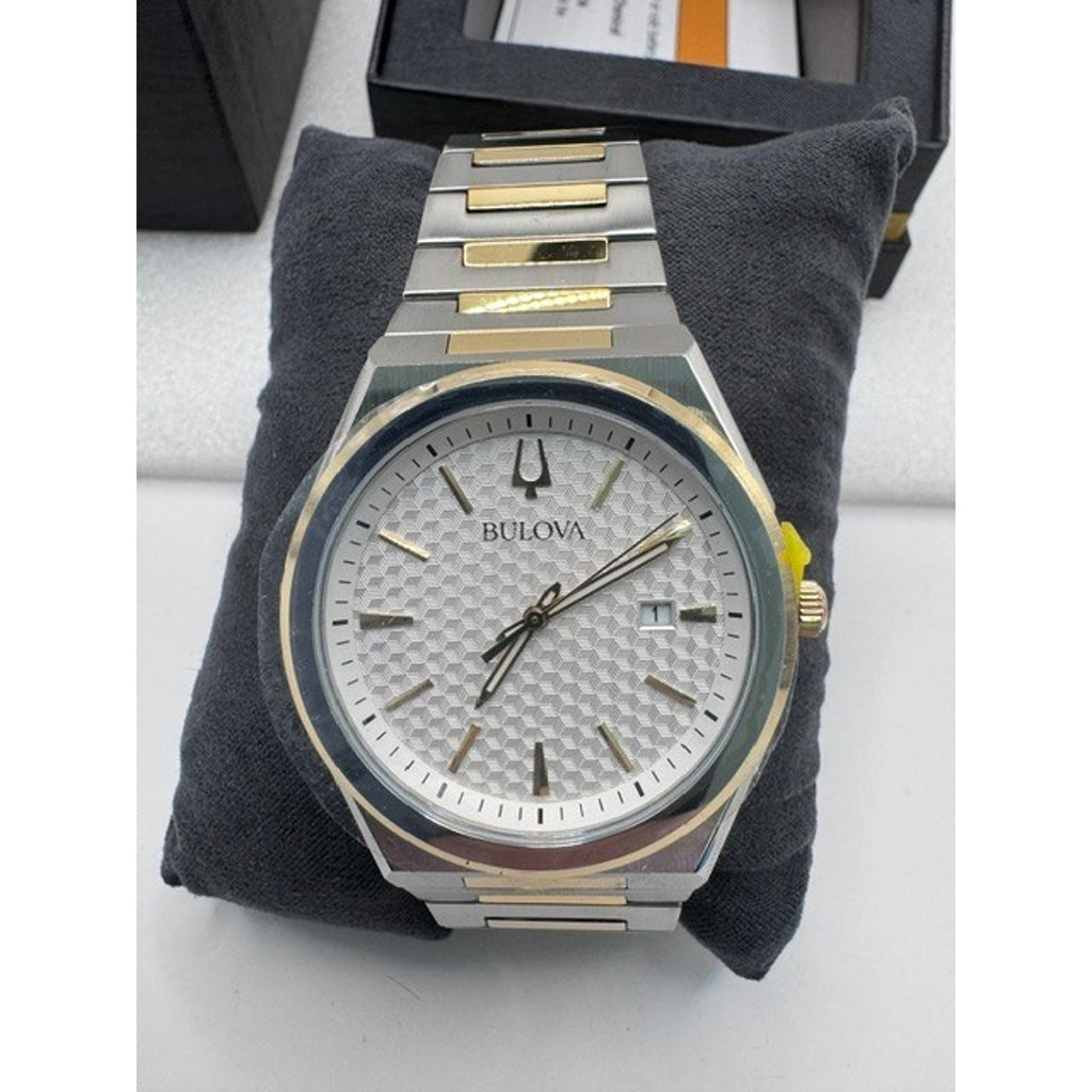 Bulova Classic Two-Tone Stainless Steel Quartz Men's Watch 98B424 w stickers