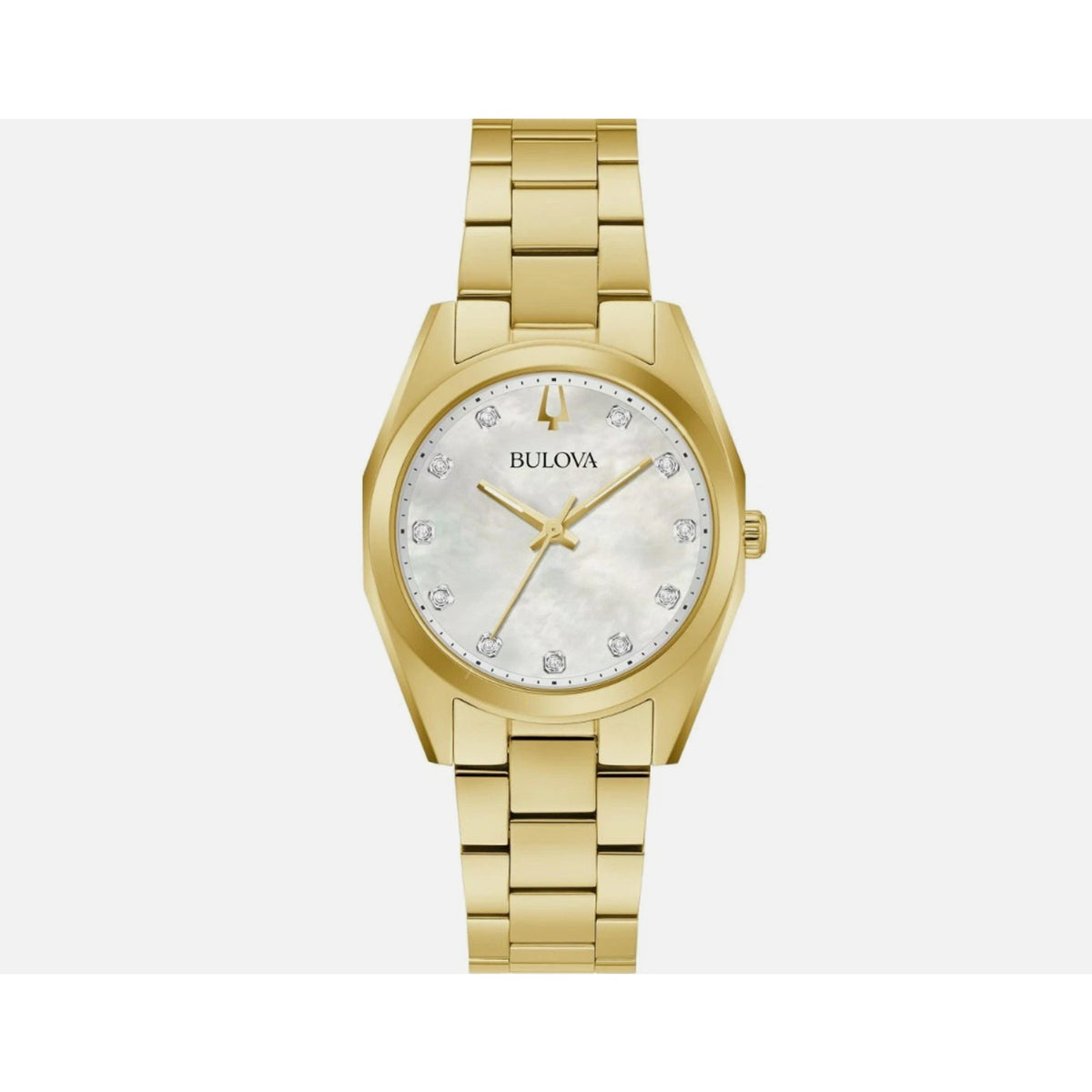 Bulova Surveyor Women's MOP Diamond Dial Gold-Tone Quartz Watch 97P172
