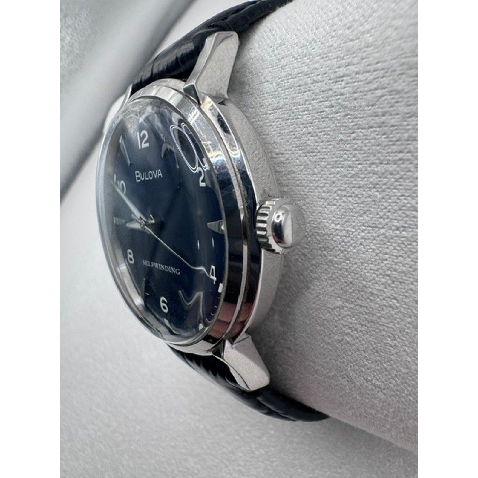 Bulova 96A242 Classic Automatic Blue Dial Leather Strap Selfwinding Watch $499